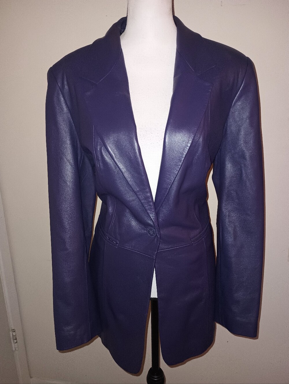 Denim&Co 🟣 Genuine Leather Blazer Jacket SZL 14-16
